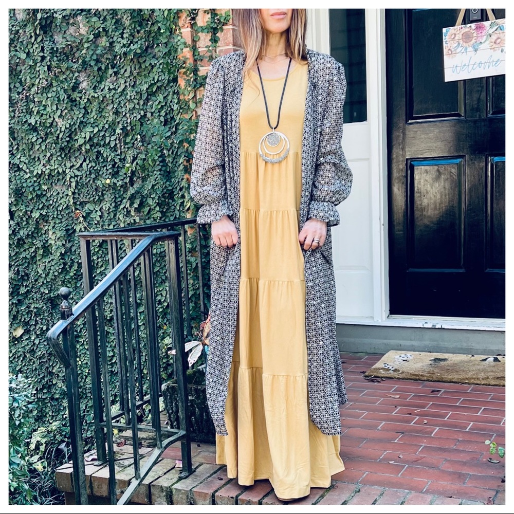 Gray Patterned Long Sheer Duster NWT - image 5